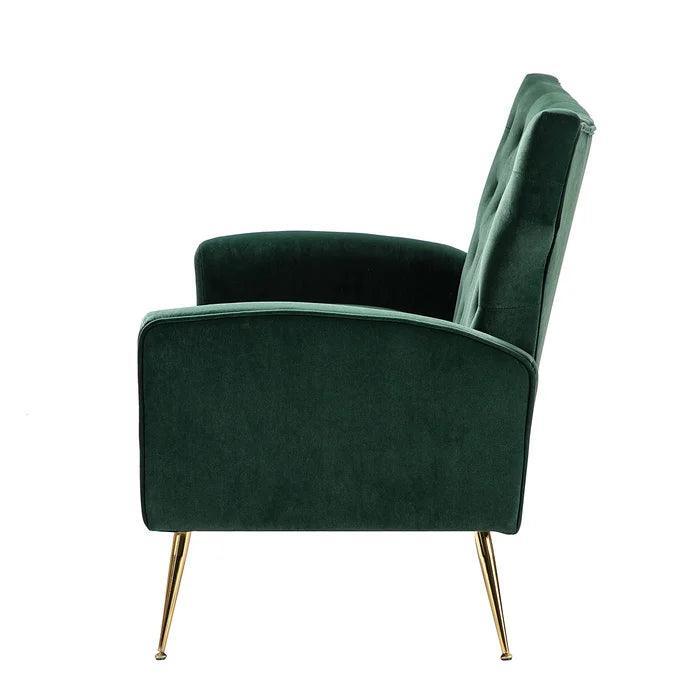 Wooden Square Arm Loveseat Wing Back Chair Set 2+1+1 (Metal Legs) - WoodenTwist