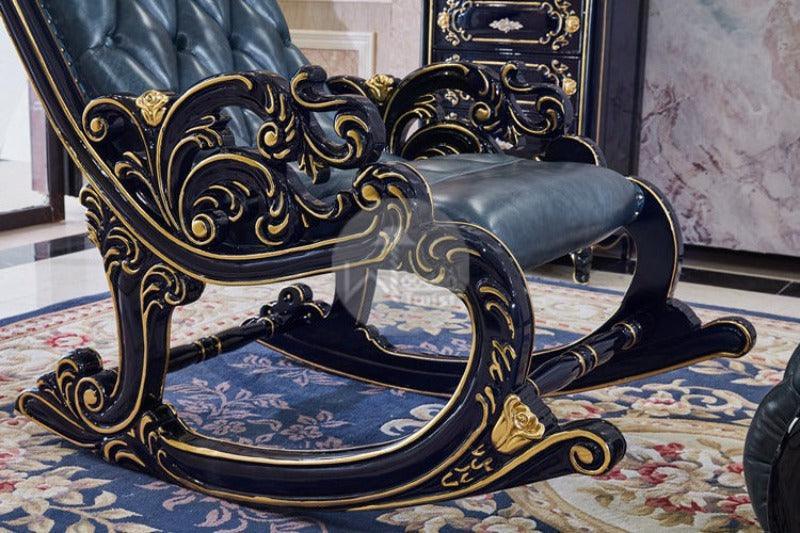 Antique Graceful Hand Carved Rocking Chair with Foot Rest (Teak Wood) - WoodenTwist