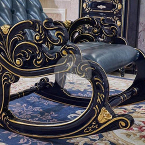 Antique Graceful Hand Carved Rocking Chair with Foot Rest (Teak Wood) - WoodenTwist