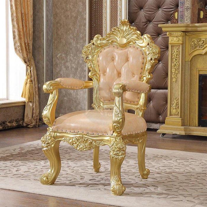 Royal Antique Teak Wood 6 Seater Dining Table Set (Golden) - WoodenTwist