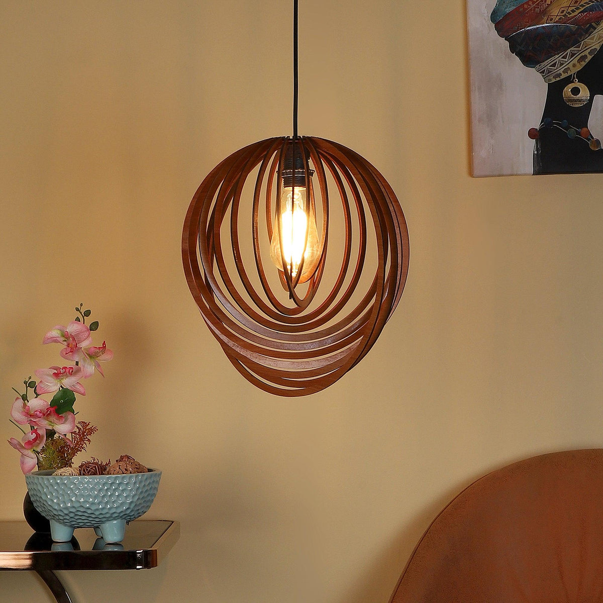 Stylish & Classy Brown Mdf Hanging Lights - WoodenTwist