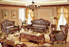 Royal Antique Brown Wood Living Room Carved Sofa Set - WoodenTwist