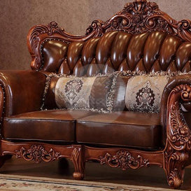 Royal Antique Brown Carved Sofa Set 6 Seater - WoodenTwist