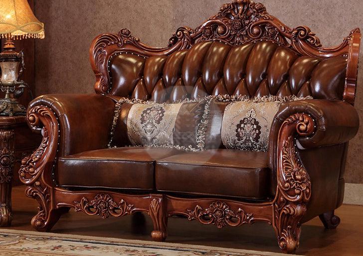 Royal Antique Brown Carved Sofa Set 6 Seater - WoodenTwist