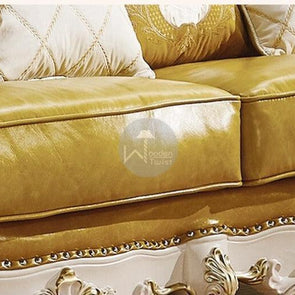 Royal Antique Golden and White Carved Sofa Set - WoodenTwist