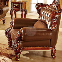 Royal Antique Brown Wood Living Room Carved Sofa Set - WoodenTwist