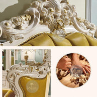 Royal Antique Golden and White Carved Sofa Set - WoodenTwist