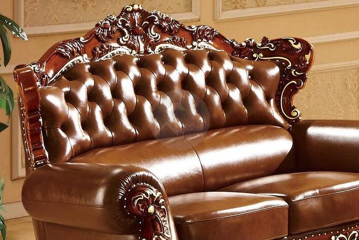 Royal Antique Brown Wood Living Room Carved Sofa Set - WoodenTwist