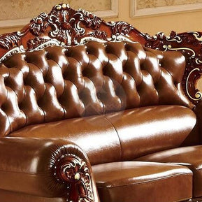 Royal Antique Brown Wood Living Room Carved Sofa Set - WoodenTwist