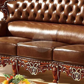 Royal Antique Brown Wood Living Room Carved Sofa Set - WoodenTwist