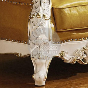 Royal Antique Golden and White Carved Sofa Set - WoodenTwist
