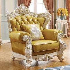Royal Antique Golden and White Carved Sofa Set - WoodenTwist