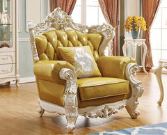 Royal Antique Golden and White Carved Sofa Set - WoodenTwist