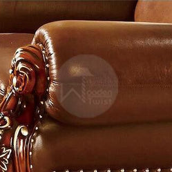 Royal Antique Brown Wood Living Room Carved Sofa Set - WoodenTwist