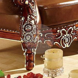 Royal Antique Brown Wood Living Room Carved Sofa Set - WoodenTwist
