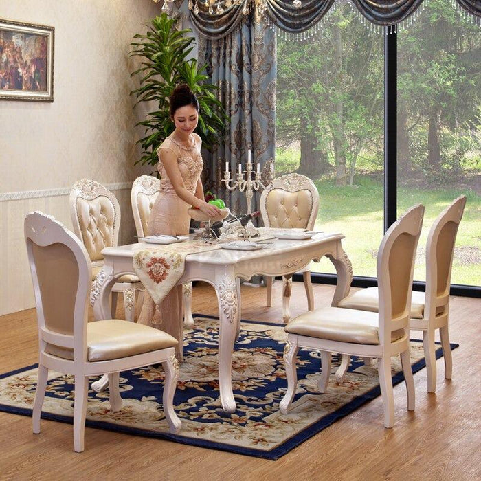Royal Teak Wood 6 Seater Dining Table Set - WoodenTwist