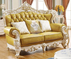 Royal Antique Golden and White Carved Sofa Set - WoodenTwist