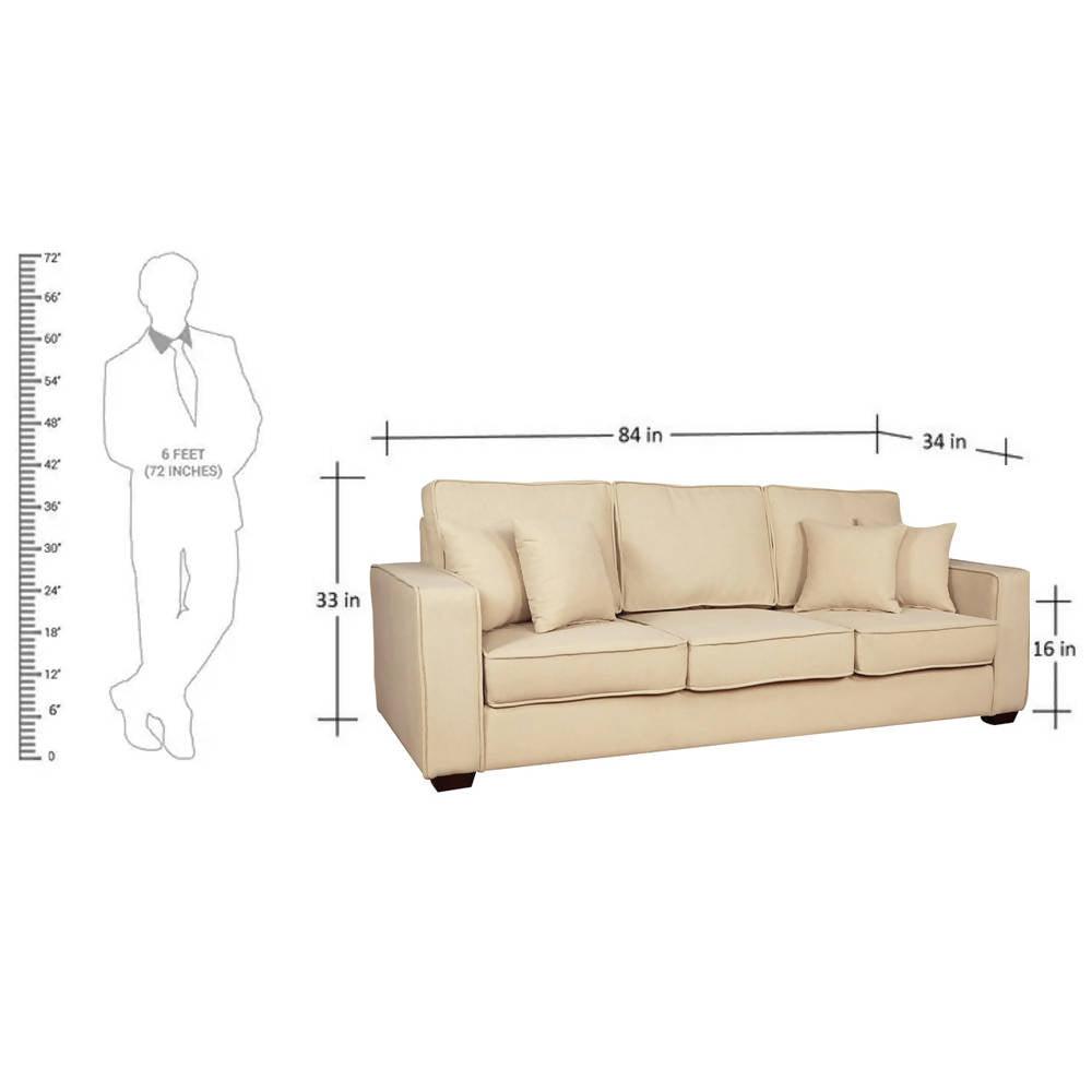 Jason 3 Seater Premium Sofa (Cream) - WoodenTwist