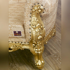 Armchair Boutique French Baroque Style Throne Golden Leaf - WoodenTwist