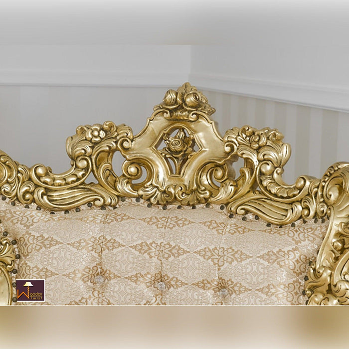 Armchair Boutique French Baroque Style Throne Golden Leaf - WoodenTwist