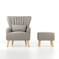 Harden Wide Tufted Wingback Chair With Footrest - WoodenTwist