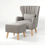 Harden Wide Tufted Wingback Chair With Footrest - WoodenTwist