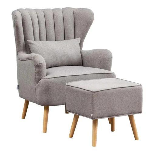 Harden Wide Tufted Wingback Chair With Footrest - WoodenTwist