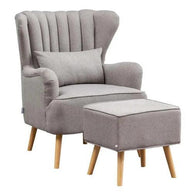 Harden Wide Tufted Wingback Chair With Footrest - WoodenTwist