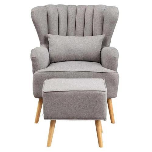 Harden Wide Tufted Wingback Chair With Footrest - WoodenTwist
