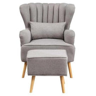 Harden Wide Tufted Wingback Chair With Footrest - WoodenTwist