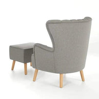 Harden Wide Tufted Wingback Chair With Footrest - WoodenTwist