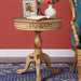 Luxury Modern Wooden Round Table Hand Carved Corner Side Table (With 2 Drawers) - WoodenTwist