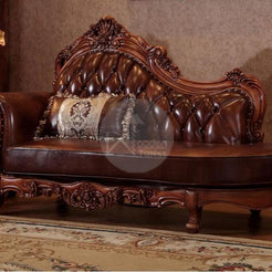 Carved Royal Antique Brown Sofa Set with Chaise Lounge - WoodenTwist