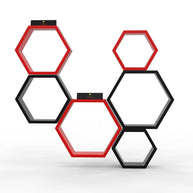 Hexagonal Shape Wooden Floating Wall Shelves (Set of 6) - WoodenTwist