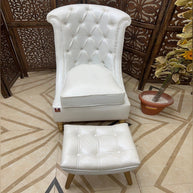 Wooden Royal Chair With footrest (Golden Legs) - WoodenTwist