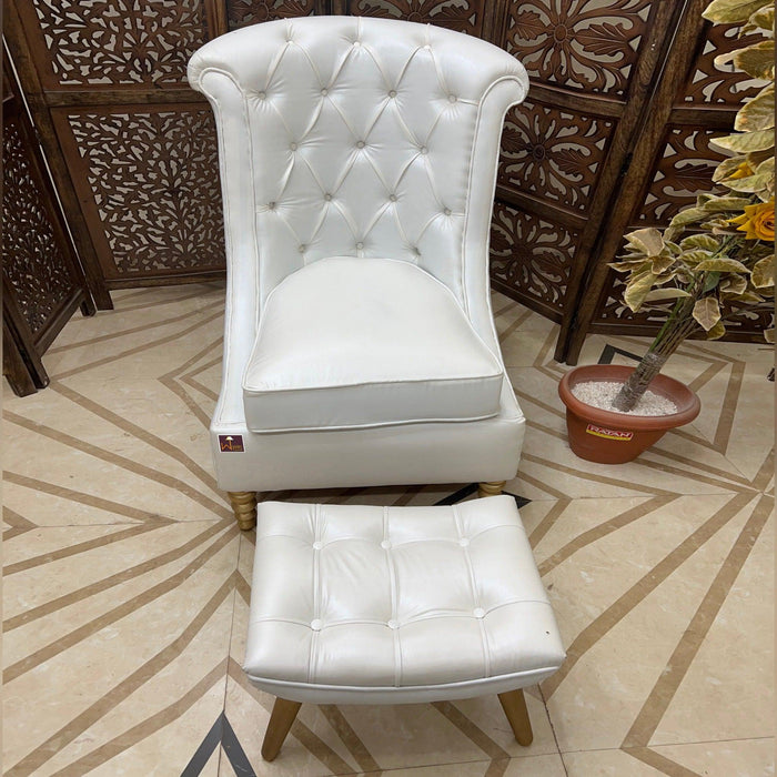 Wooden Royal Chair With footrest (Golden Legs) - WoodenTwist