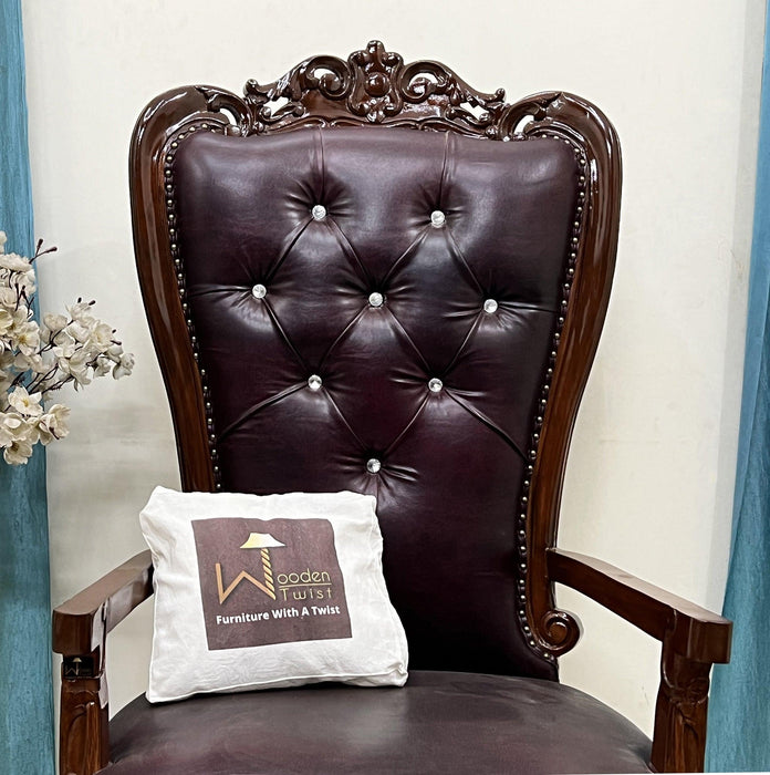Luxurious Hand Carved High Back Throne Chair - WoodenTwist