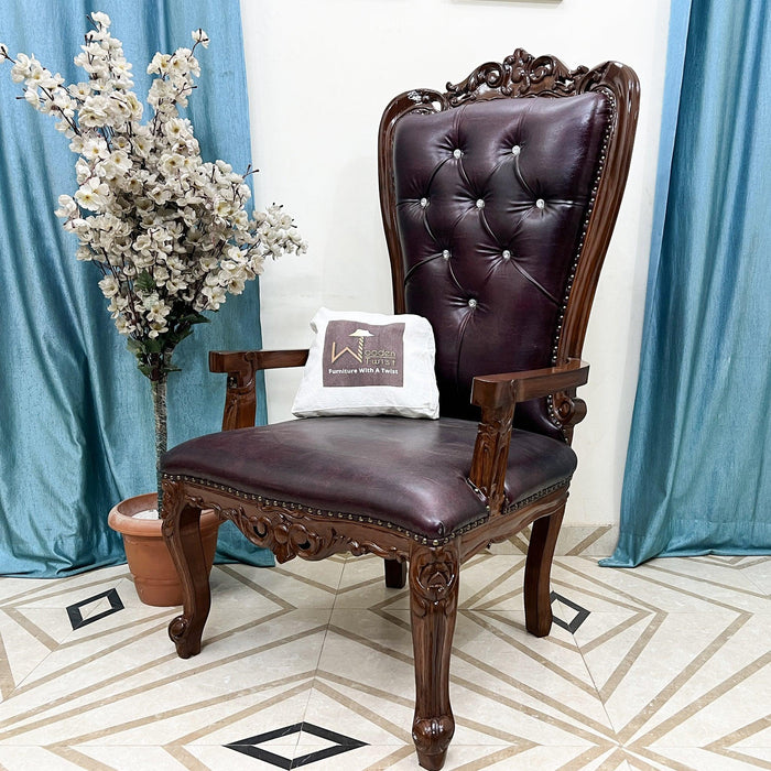 Luxurious Hand Carved High Back Throne Chair - WoodenTwist