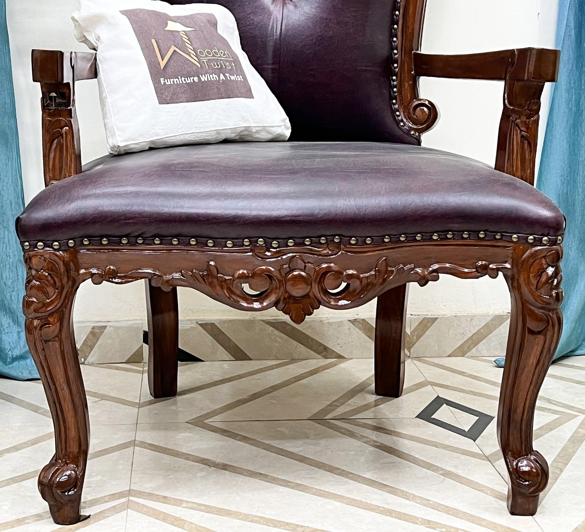 Luxurious Hand Carved High Back Throne Chair - WoodenTwist