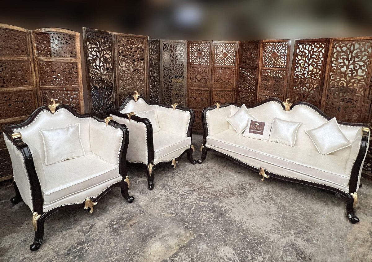 Traditional Wooden Chaise Lounge Couch 3+1+1