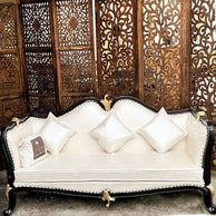 Traditional Wooden Couch for Home & Office Chaise Lounge 3+1+1 (Walnut Finish) - WoodenTwist
