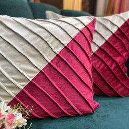 Fabrahome Abstract Square Velvet Fabric Cushion Cover Set of 2 ( Multicolor ) - WoodenTwist