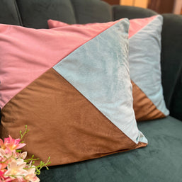 Fabrahome Abstract Square Velvet Cushion Cover Set of 2 ( Multicolor ) - WoodenTwist