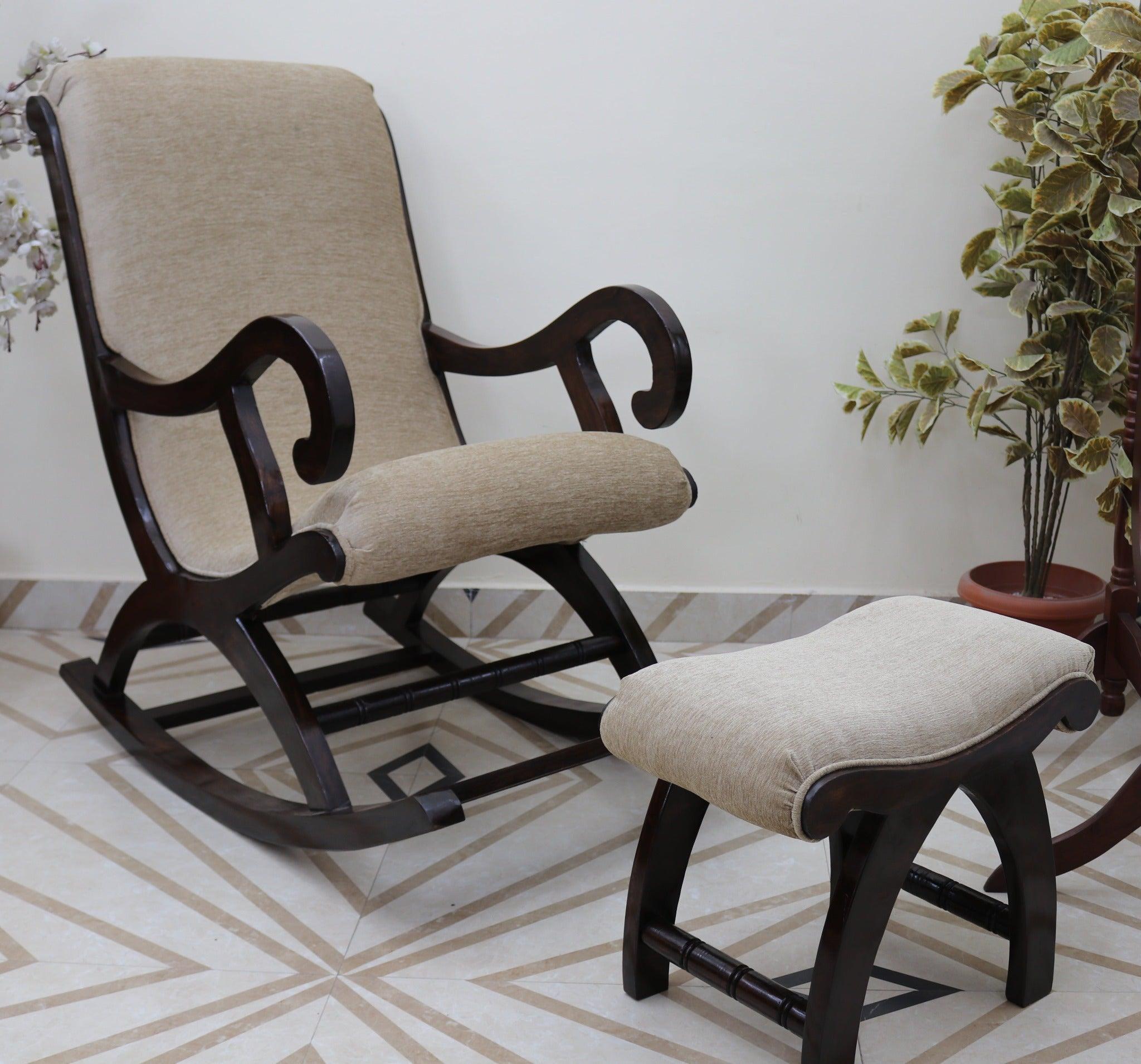 Rocking Chair with Foot Rest ( Walnut ) - WoodenTwist