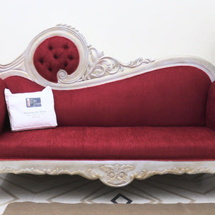Victorian Style Teak Wood Sofa Couch - golden polish frame detail