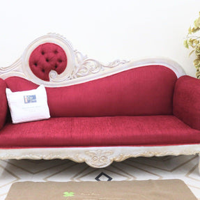 Victorian Style Teak Wood Sofa Couch - front view