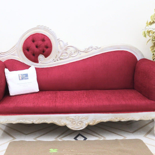 Victorian Style Teak Wood Sofa Couch - front view