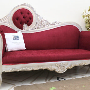 Victorian Style Teak Wood Sofa Couch - side angle view