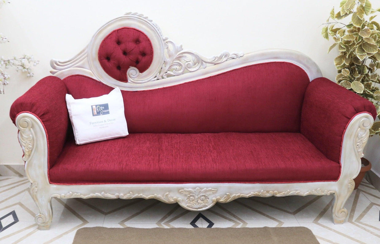 Victorian Style Teak Wood Sofa Couch - back view
