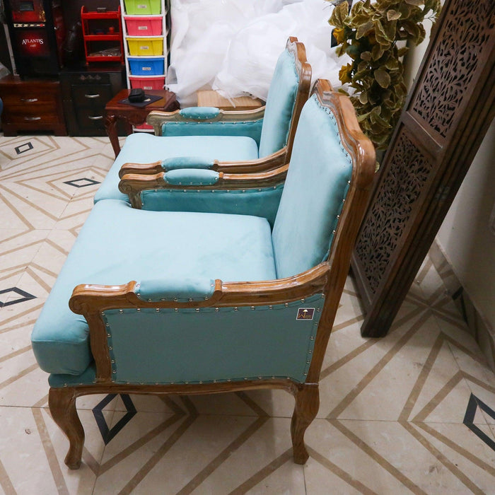 Wooden Bransford Arm Chair (Light Blue, Set of 2) - WoodenTwist